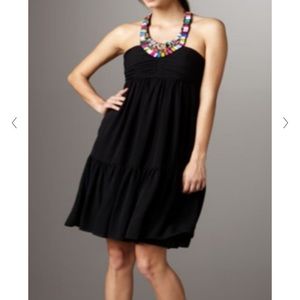 Shoshanna silk beaded halter dress